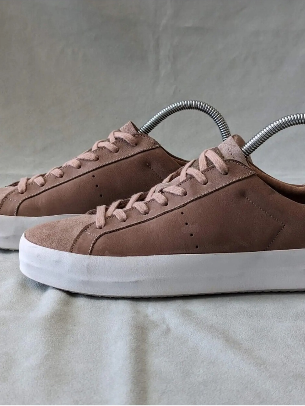 All Saints Women's Suede Sneakers in Dusty Rose with White Sole